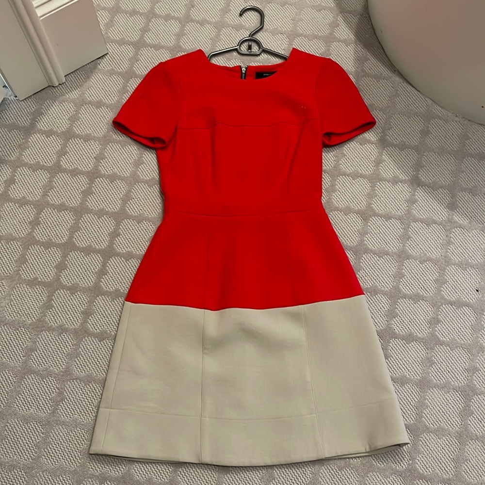 Red and off white dress